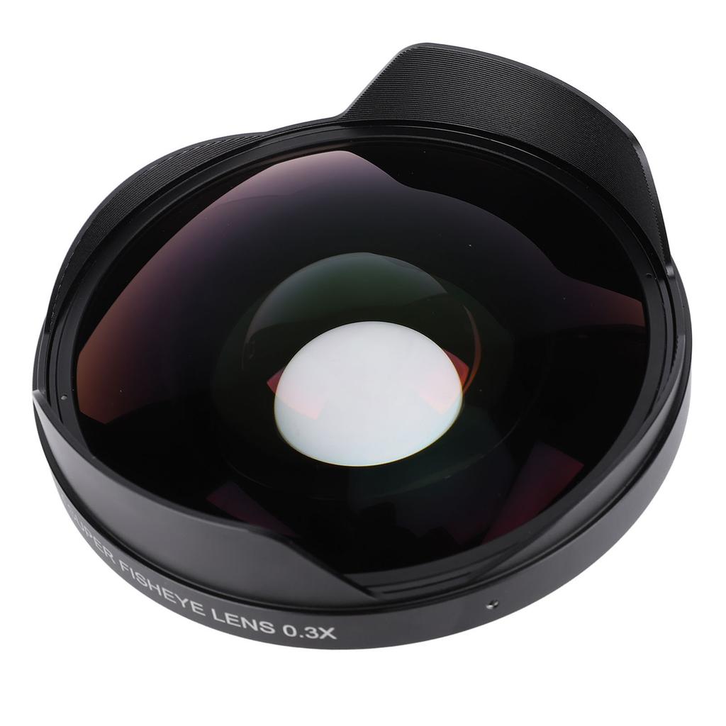Lente Olho de Peixe 0.3X Montagem de Rosca 72mm Longa Profundidade de Campo Lente Olho de Peixe Grande Angular com Para-sol para Câmera de Vídeo