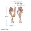 Shiny Colorful Natural Zircon Drop Earrings For Women Fashion  Rose Gold Color Accessories Daily Vintage Jewelry