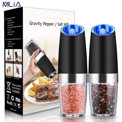 MLIA-Juego de molinillo de pimienta eléctrico de acero inoxidable, molinillo de sal y pimienta de inducción automática por gravedad, herramientas para molinillo de especias de cocina
