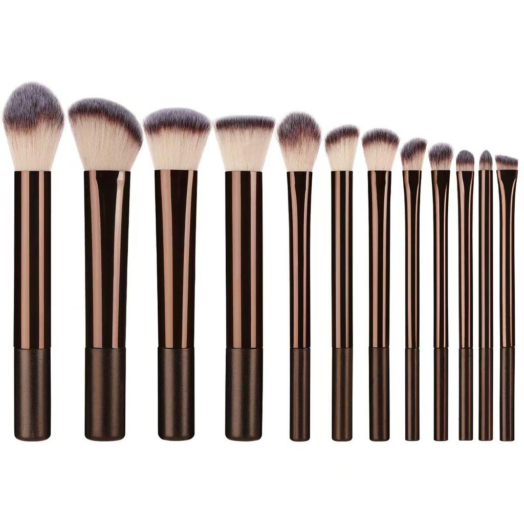 12-teiliges Make-up-Pinsel-Set: Puder- & Lidschattenpinsel mit langem Stiel, Nein. 5, Weiche Borsten.