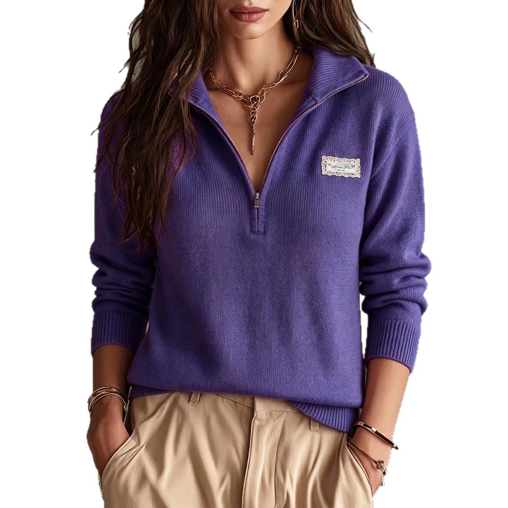Women's Sweater, Zip-Up, Slim Fit for Fall and Winter