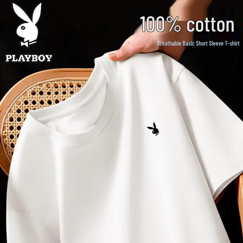 PLAYBOY Men's Pure Cotton Short Sleeve T-Shirt