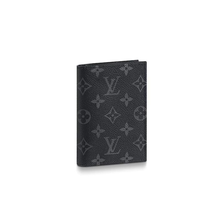 Louis Vuitton Logo Tela Rivestita Porta Passaporto Porta Carte Accessori Uomo Nero Grigio M64501