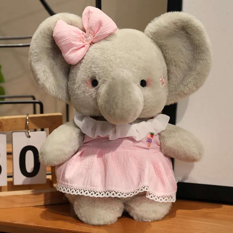 25CM Lovers Elephant Wear Dress Rabbit Plush Toys Kawaii Stuffed Animal Soft Appease Accompany Doll A Pair Valentine's Day Gifts
