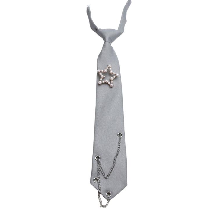 Student Pre Tied Neck Ties Preepy Look Pearls Star Metal Chain Dark Tie Cravat Neck Wear Accessories