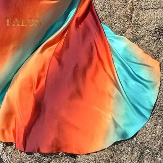 Letnia sukienka plażowa z niskim wycięciem, odkrytymi plecami, bez rękawów, ażurowa, wakacyjna sukienka slip, sukienka maxi A-line w kontrastowym kolorze