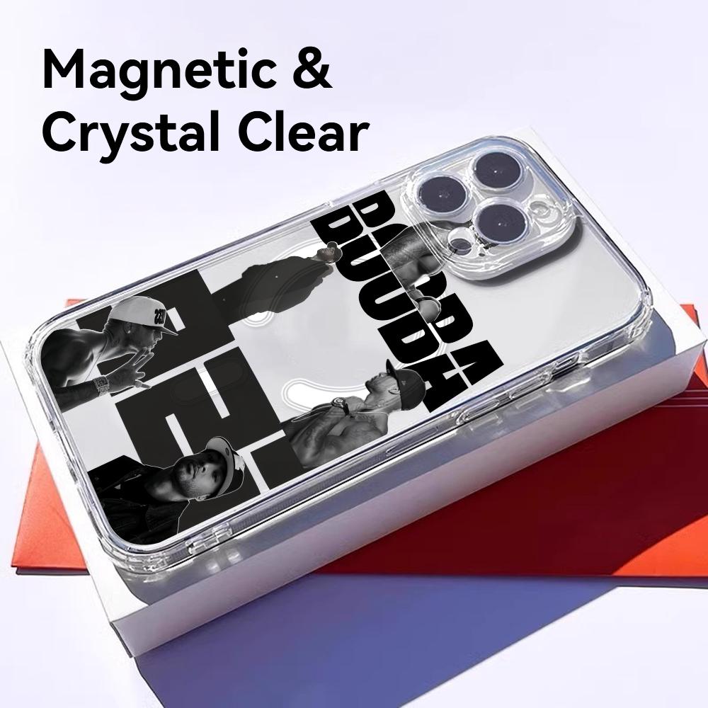 B-Booba Singer Phone Case For iPhone 17 16 15 14 13 12 Pro Max Plus With Magnetic Crystal Clear Case Wireless Charge
