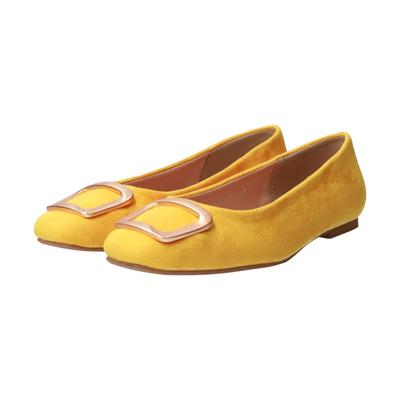 Dámské žluté ploché lodičky se čtvercovou přezkou Bridget Birkin, Velikost 23.0 cm