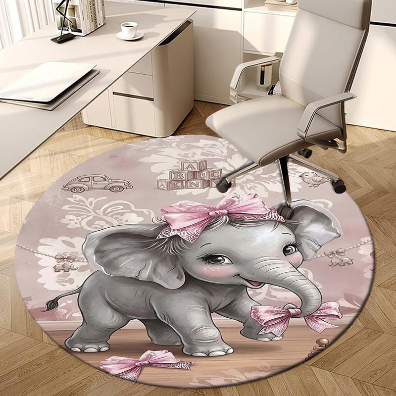 1PC Elephant Bow Non-Slip Floor Round carpet, Office, family, bedroom, Large Area Rug Indoor Rugs,  Durable Polyester-L0385