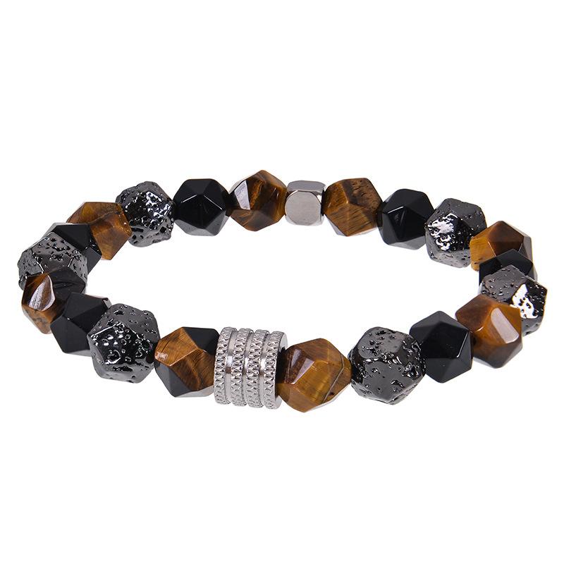 

JYL TS Bracelet Couple Magnetic Heart Beaded Strengthens Bond & Emotional Unity Faceted tiger eye шоколадний
