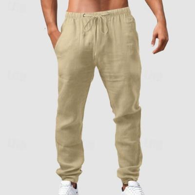 Trousers Beach Pants Pocket Drawstring Elastic Drawstring Design Simple Breathable Casual Trousers Fashion