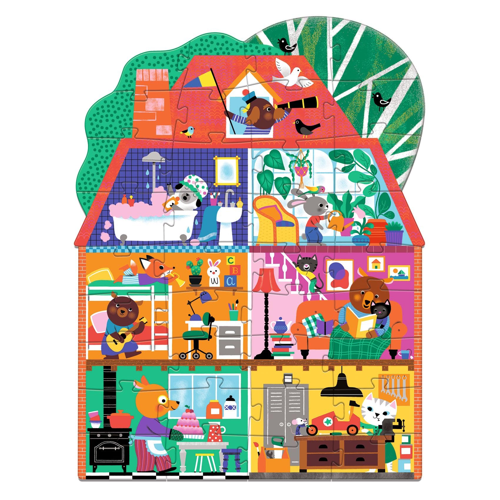 

DJECO Giant Puzzle Little Buddies House Jigsaw Puzzle, 36 Pieces, Educational Toy with Animal Design, Ages 3-4, Boys and Girls, Toddlers, Baby,