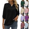 Women's Casual Loose-fitting Spring/Summer Stand Collar Mid-Sleeve Shirt Pom-Pom Top