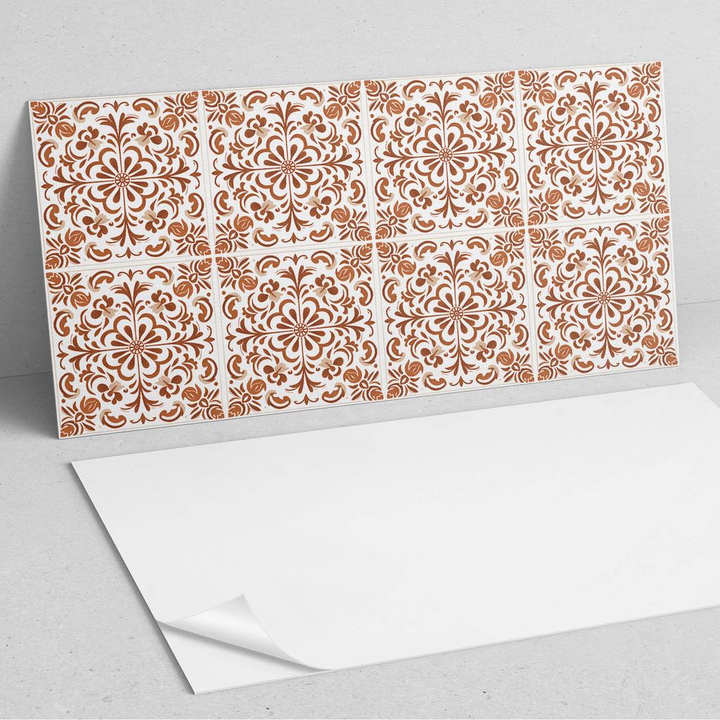Zestaw Kafelków Pcv Z Dekorem Do Kuchni Lub Łazienki Ornamentalny Wzór Kwiatowy 10X40X20 Cm