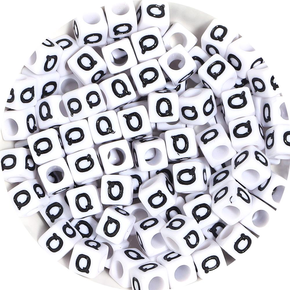 50-100pcs White And Black Color Letter Beads Alphabet Loose Beads Square Beads For Jewelry Making DIY Earring Bracelet Charm
