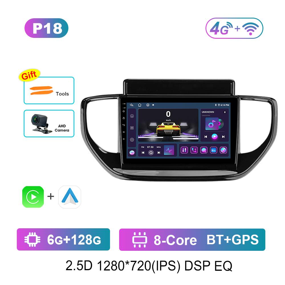 9 Inch DSP Stereo Car Radio Multimedia Player for Hyundai Solaris 2 II 2020 - 2021 GPS Navi Android OS 4G BT WiFi Auto Tools