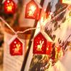 Wooden Christmas House LED String Lights - Colorful, Glowing Decor for Room and Bedroom