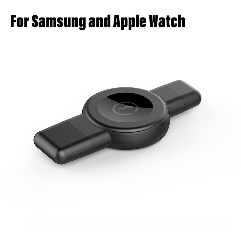 

VIKEFON 2 in 1 Portable Wireless Charger For Samsung Galaxy 5 6 Apple Watch 9 8 Ultra 7 6 5 4 3 USB Type C Fast Charging Station чорний