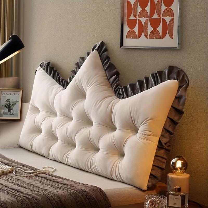 

Extra Large Tufted Backrest Cushion with Ruffle Trim, Luxury Bed Rest Pillow for Reading Nook & Sofa, Plush Support Pillow белый