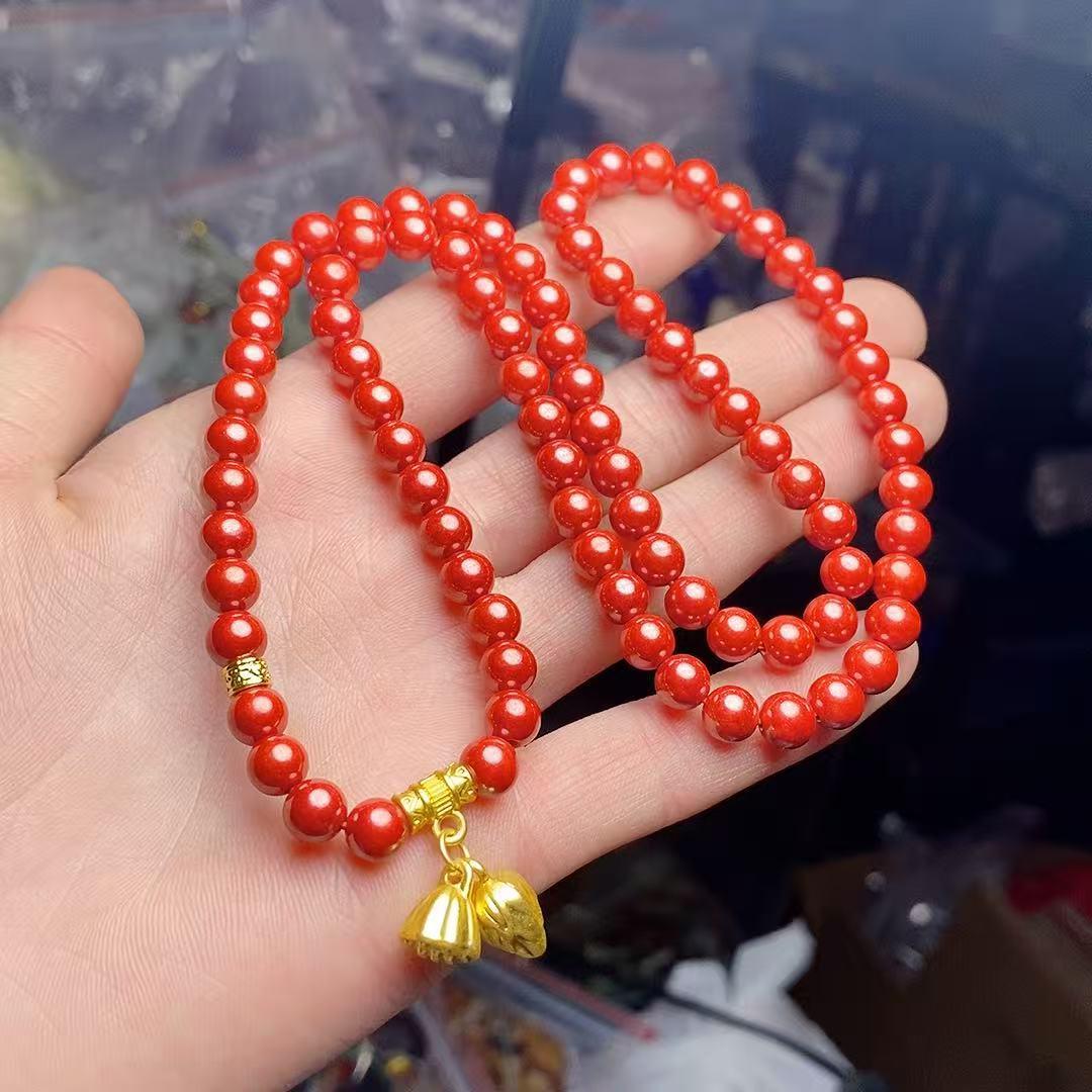 Elegant Medium-Content Imperial Sand Bracelet with Two Lives Joy Multi-Circle Design - Versatile, Fashionable, and Exquisite for Women киноварь