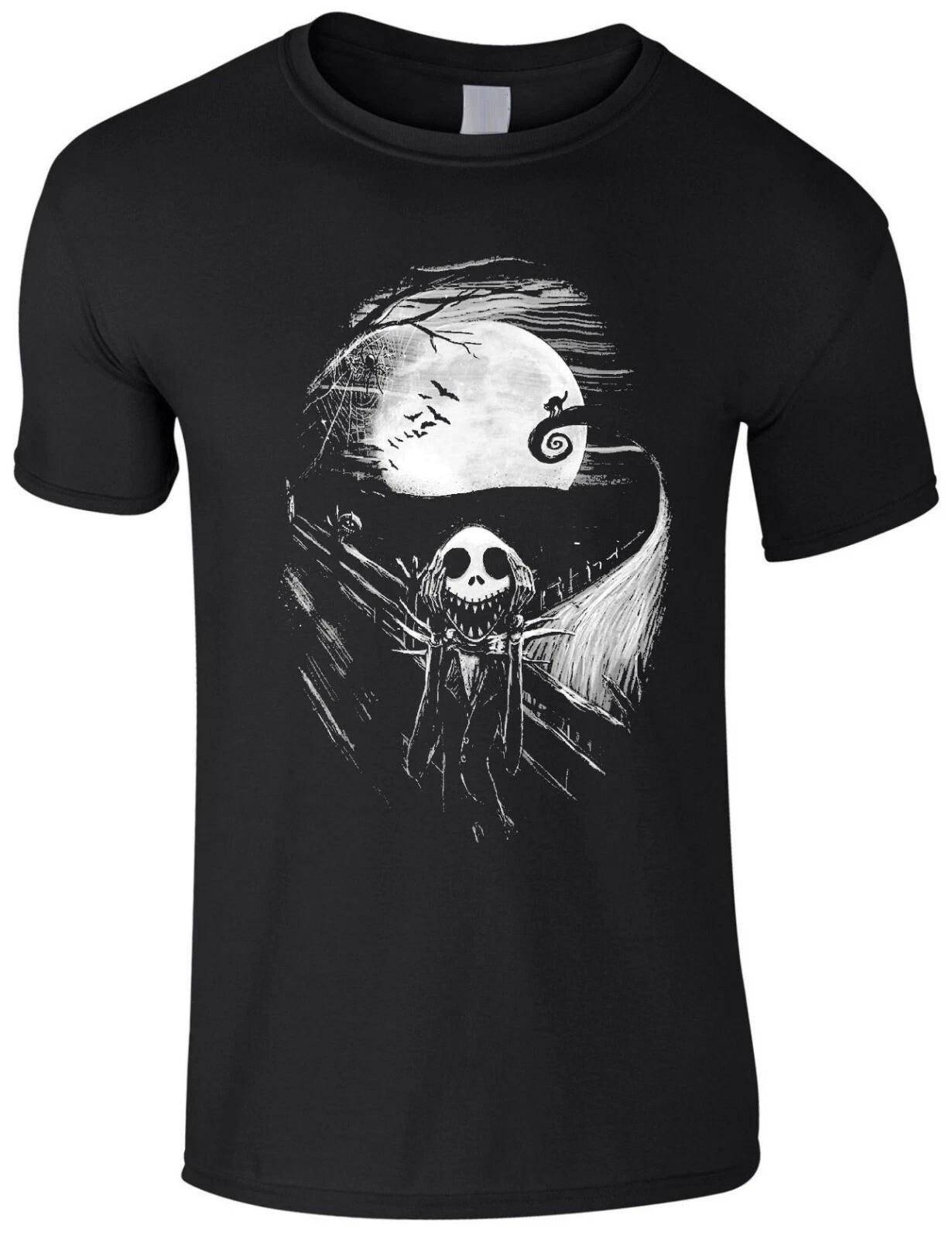 Jack Skellington Face Nightmare Before Christmas Black Scary Halloween T-shirt XL