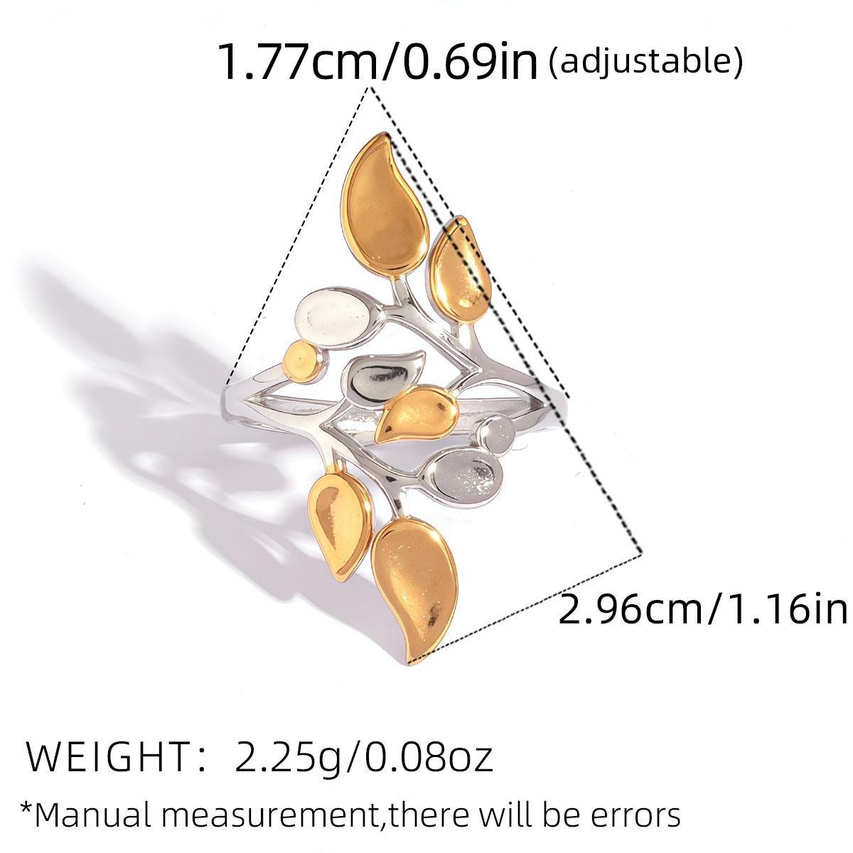 

Stainless Steel Leaves Rings for Women Minimalist Irregular Open Rings Personality Punk Exaggerate Zircon Anniversary Gift New resizable