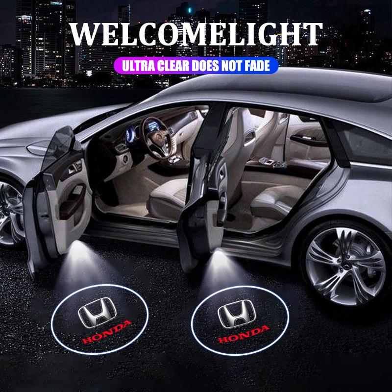 2PCS LED Car Door Welcome Light Emblems HD Projector Lamp For Honda Civic Fit Jazz Accord Pilot CRV Odyssey Passport Accessories