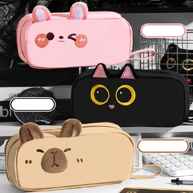 Animal Pencil Bag Large Capacity Canvas Pencil Case Multi Compartment Travel Pen Organiser For Student Adult Artists