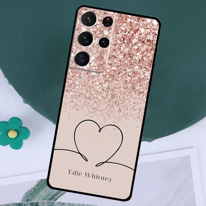 PERSONALISED Glitter name initials Case For Samsung Galaxy S24 Ultra S23 S22 S21 Plus Note 10 Note 20 S9 S10 S20 S21 FE Cover