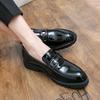 Leather shoes Men's British hairstylist shoes Korean version trendy casual inner height increase glossy patent leather versatile small leather shoes