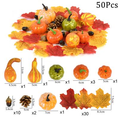 50 sztuk/zestaw sztuczne liście klonu dyniowego szyszka sosnowa Halloween Święto Dziękczynienia jesienny stół dekoracja domu rekwizyty do zdjęć ozdoby