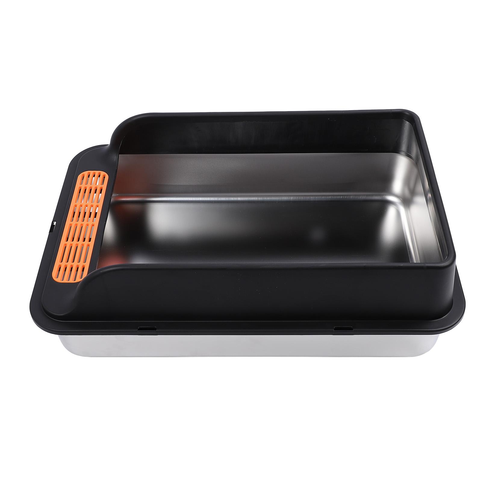 

Large Metal Litter Box Stainless Steel Anti Splashing High Sided Kitty Litter Tray with Pedal Filter for Indoor Cats L 120x60x0.3cm / 47.2x23.6x0.1in чёрный