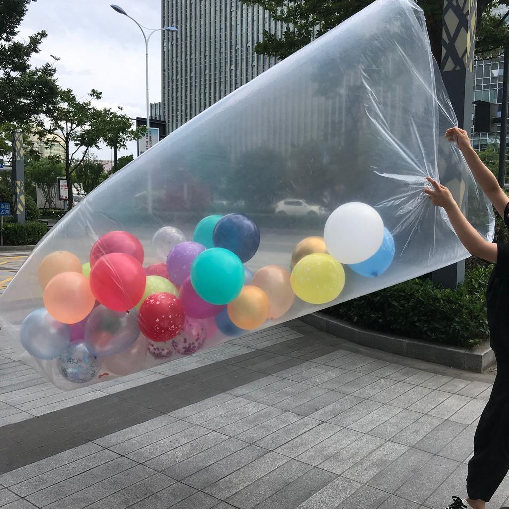 1 Stück Plastik-Ballontaschen 1,5x2,5m Transparent Riesen-Aufbewahrungstaschen Ballontransport Klare Große Tasche für Geburtstags-Weihnachtsdekoration