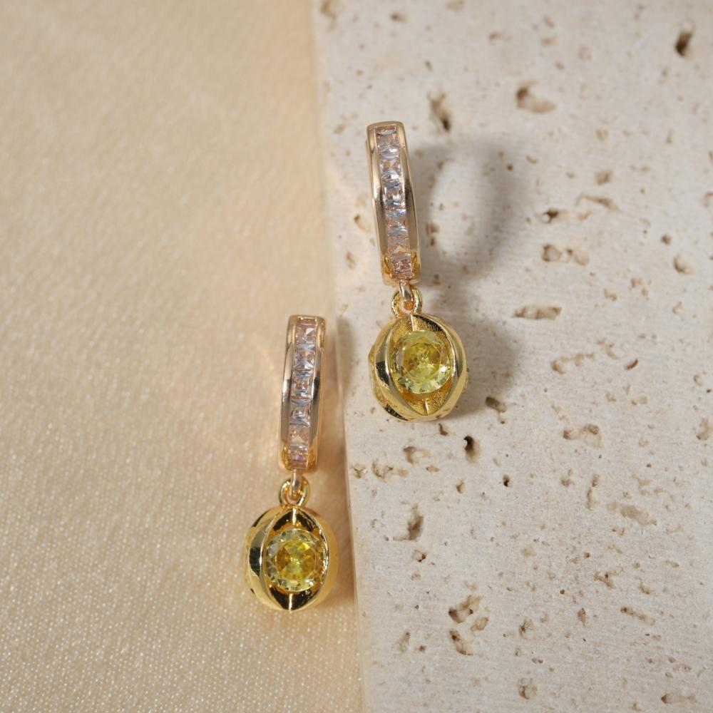 1 Pair Fashion Round Dangle Earrings for Women Zirconia Earring Jewelry Wedding Party Accessories