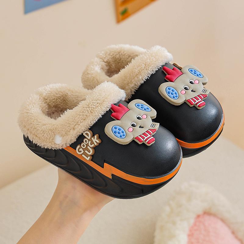 New EVA Cotton Slippers Summer Cartoon Cute Non-Slip Indoor Warm Thick Bottom Slippers Baby Cotton Shoes