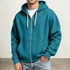 Men's Full Zip Hoodie Drop Shoulder Sleeves, Casual Long Sleeve Sweatshirt for Everyday Wear