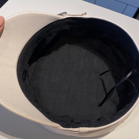 Women Extended Brim Beret Hat Flat Dome Star Decor Adjustable Newsboy Hat Outdoor Solid Color Painter Hat Streetwear