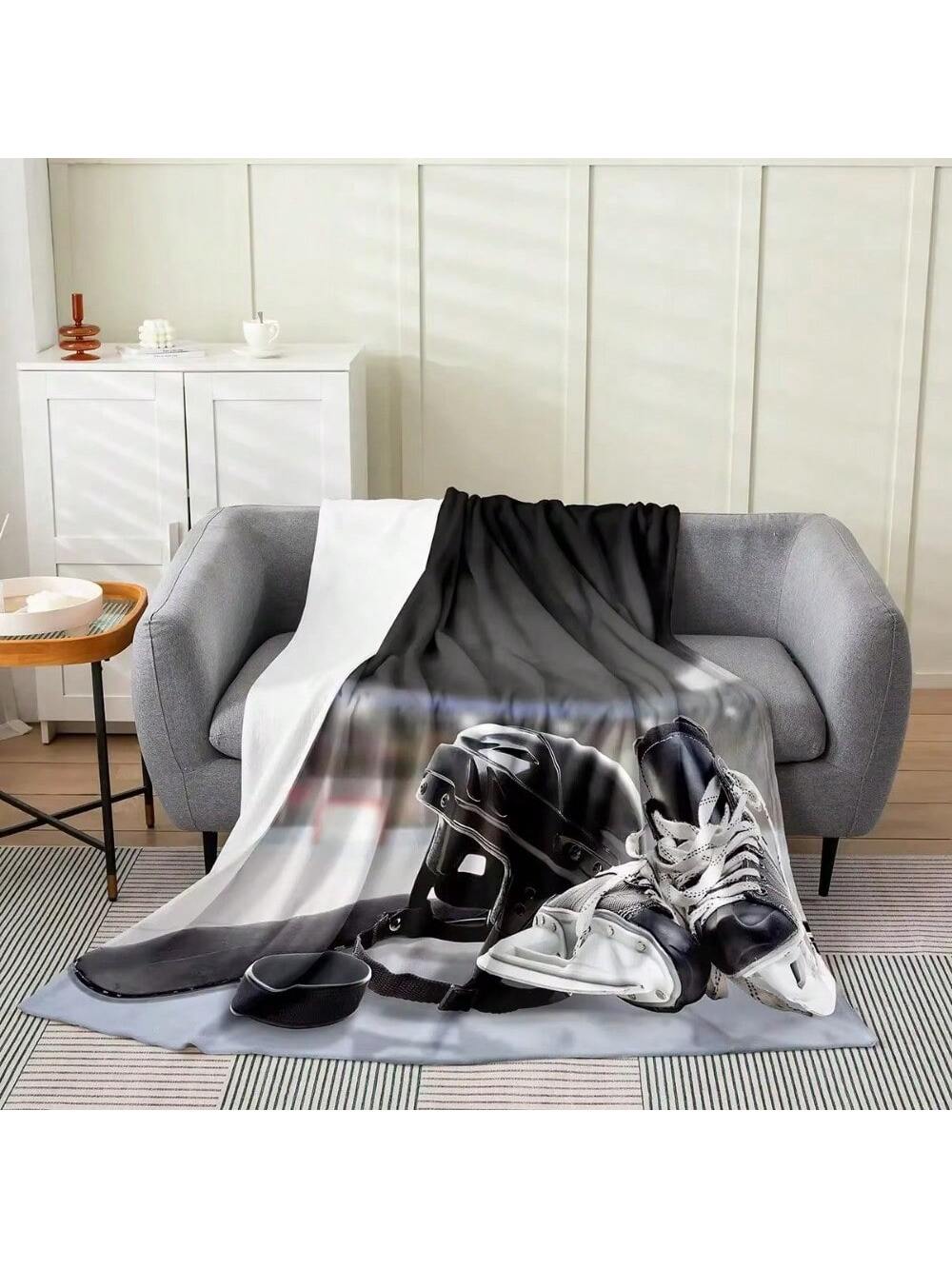 

Одеяло Всесезонное Зимние Виды Спорта Игра Диван Кровать Диван Кресло Декор Для Мальчиков Девочек И Взрослых Подарки Фланелевый Плед для Хоккея на Льду 75X95CM серый