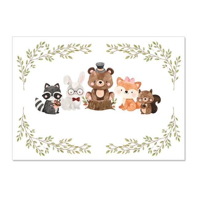 Animal Rabbit Sika Deer With Flowers Nursery Wall Art Canvas Painting Posters And Prints Wall Pictures Baby Kids Room Décor No Frame