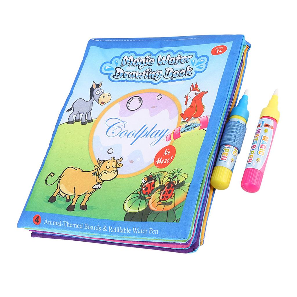 Cloth Book, Children Coloring Painting Cloth Book with Water Drawing Pen Kids Early Learn Toy Electronic Early Development Toys Early Development & Ac