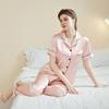 Improved pajamas women's summer solid color simple short-sleeved trousers casual women's lapel loungewear set