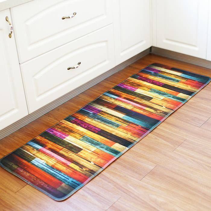 Tapis de Cuisine 55 x 160cm Devant évier Antidérapant Tapis de Couloir Passage Imprimé Ustensile de Cuisine