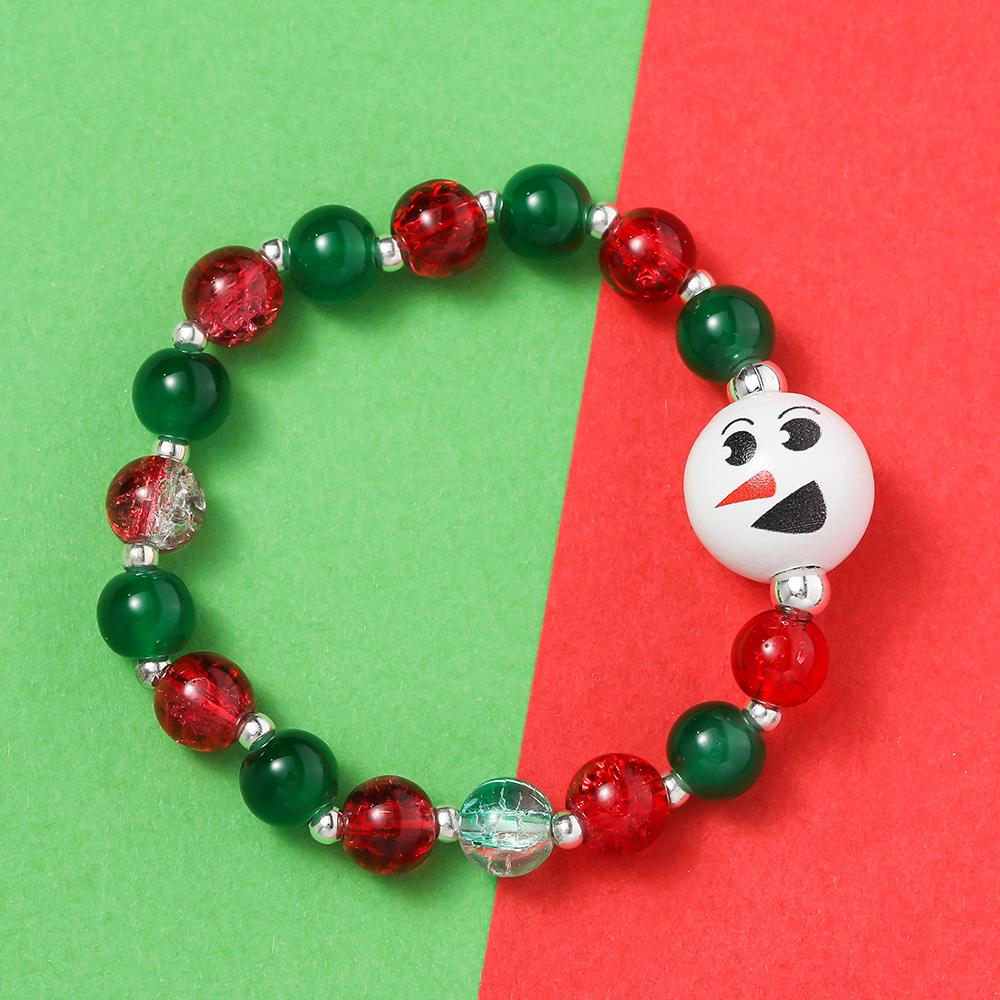 5/10pcs 16mm Wooden Beads Green Snowman Christmas Spacer Beads for DIY Bracelet Keychain Jewelry Making Handmade Accessories