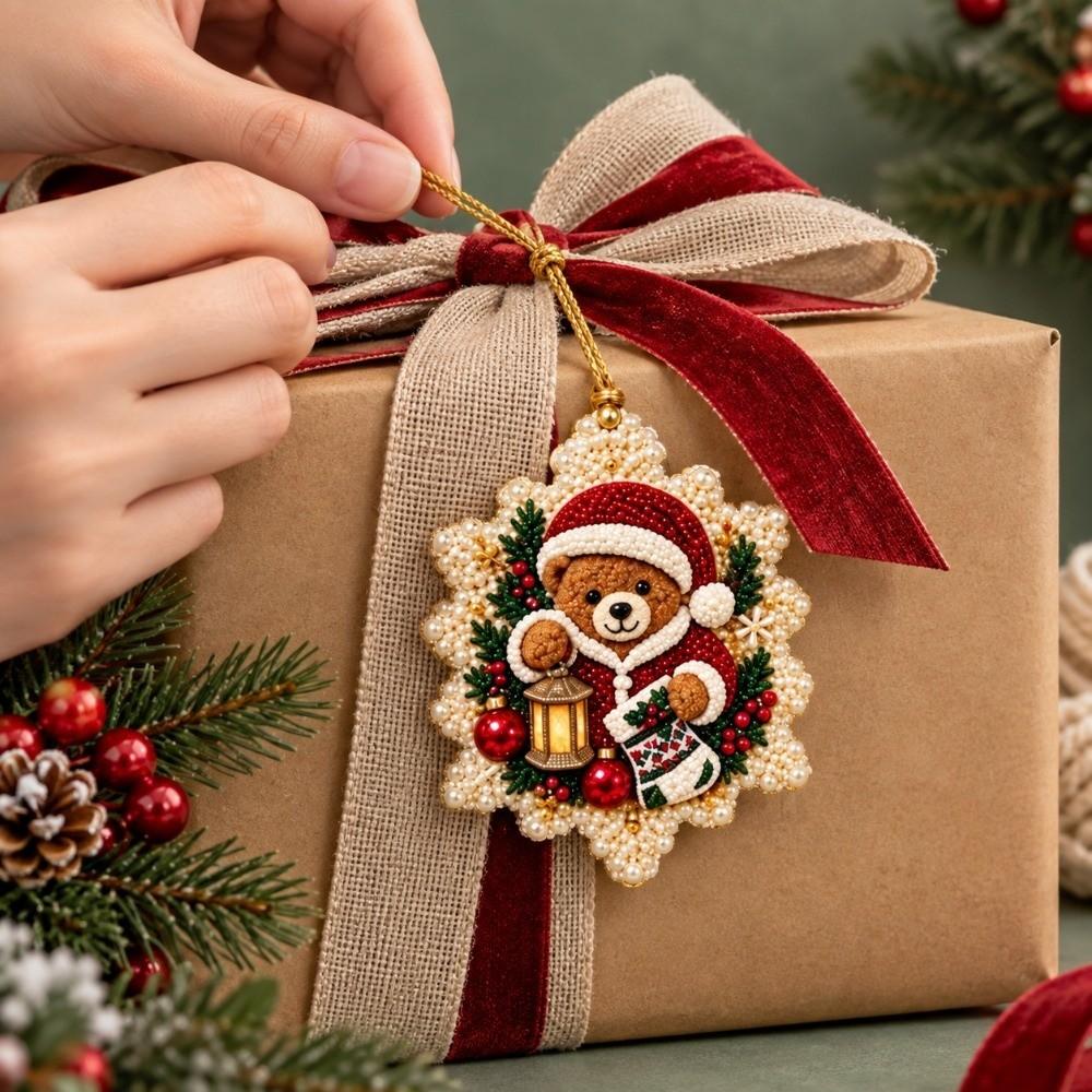 6pcs DIY Craft Wooden Christmas Ornaments 2D Flat Xmas Tree Hanging Ornament Christmas Theme