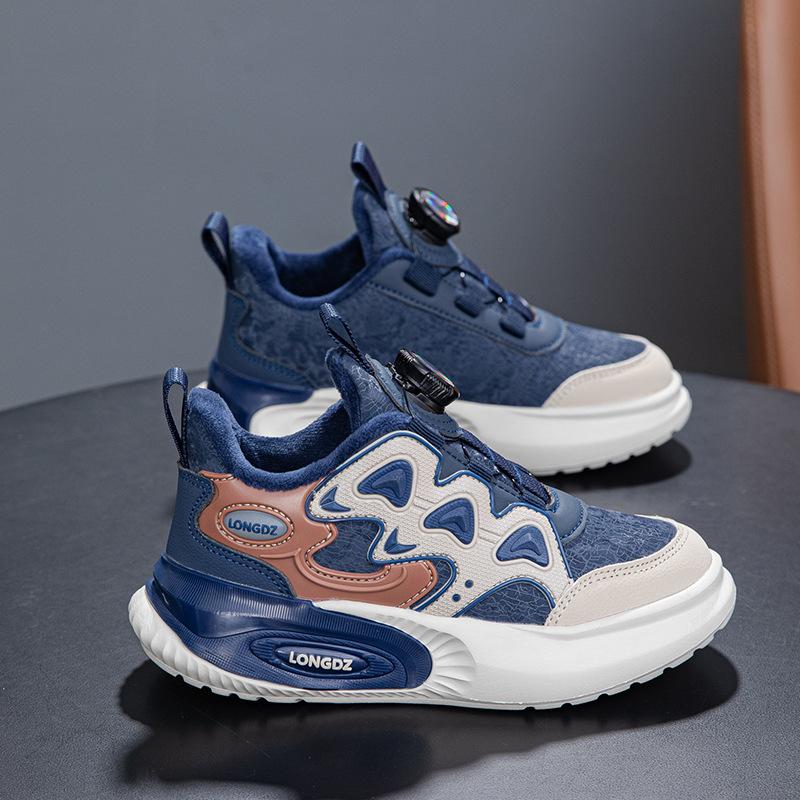 2025 Spring and Autumn Leather Boys' Shoes Medium and Older Children's Waterproof Children's Sneakers Breathable Sneakers 2025