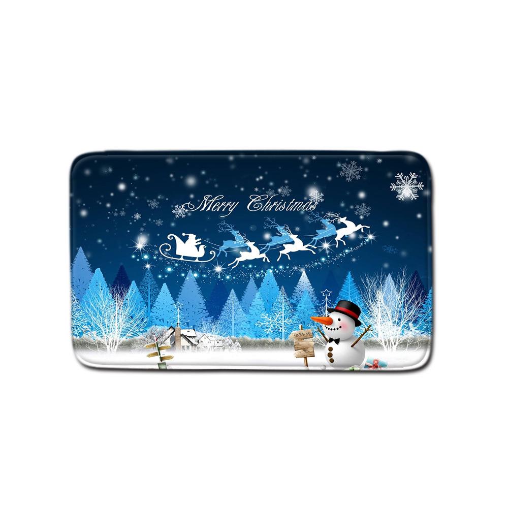 Christmas Shower Curtain Floor Mat Combination Four-Piece Set Bathroom Toilet Carpet Shower Room Mat Foot Mat