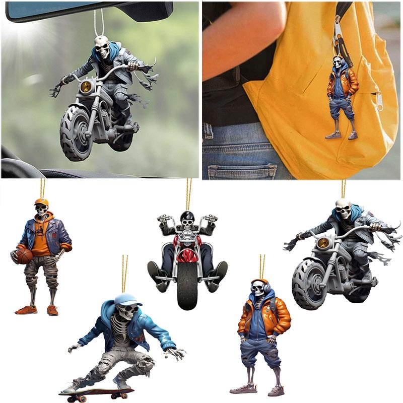 Unique Acrylic Cartoon Car Hanging Decoration Halloween Christmas Tree Ornaments Festive Home Decor