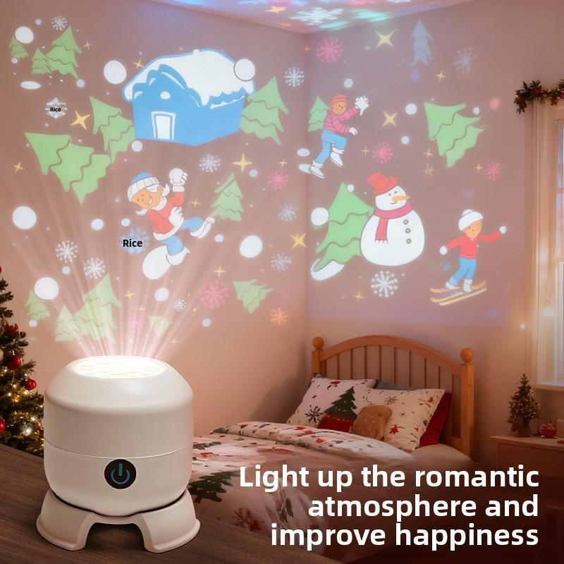 Ocean Snowflake Christmas Theme Led Rotation Projector Night Light For Childrens Sleep Room Decor
