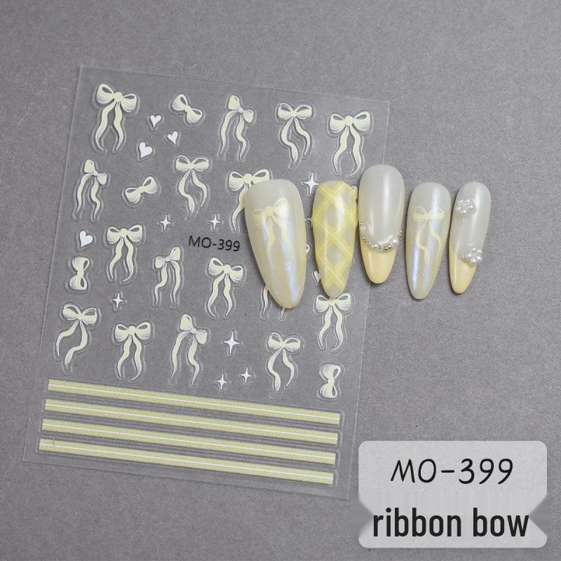 3D Ballet Bow & Ribbon Nail Stickers - DIY Nail Decals & Embossed Ornaments