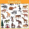 Set Detaliat cu 24 de Piese Model Animale Preistorice din PVC Prezentând Megatherium și Tigrul cu Colți